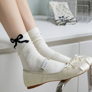 Ballet Thin Mesh Breathable Lace Bow Loose Socks