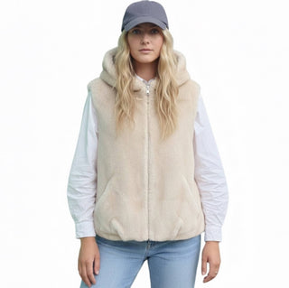 Real Feel Faux Mink Fur Hooded Vest