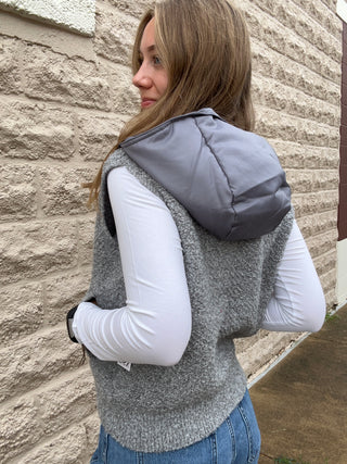 Hooded Boucle Vest - Grey by Dex