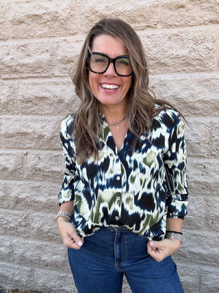 Ikat Shirred Blouse by Liverpool