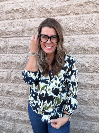 Ikat Shirred Blouse by Liverpool