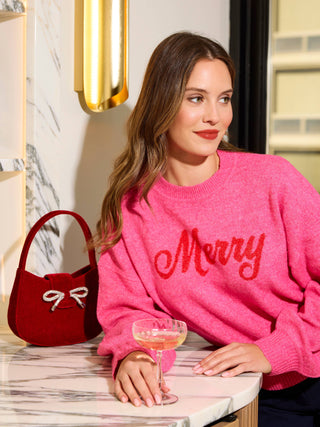 "MERRY" SWEATERS,PINK
