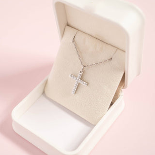 18K Gold PVD Stainless Steel Pearl Beaded Cross Charm