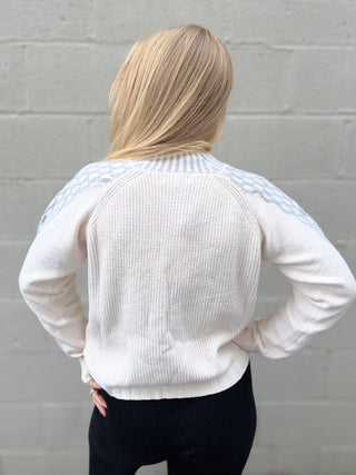 Ivory Honecomb Mock Neck Sweater