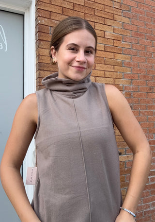 Almond Sleeveless Seamed Top