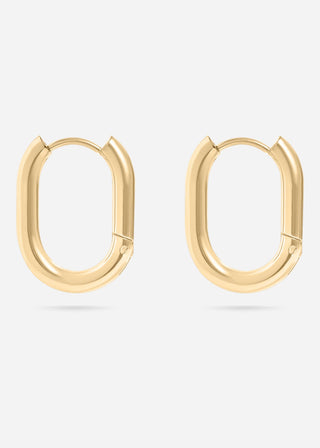 18K Gold PVD Stainless Steel Oval Huggie Earrings