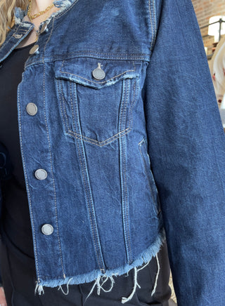 Classic Jean Jacket with Fray Hem