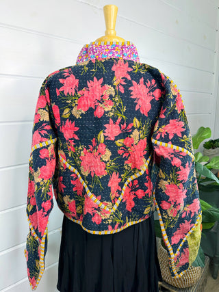 Handmade Patchwork Kantha Quilted Bomber Jacket