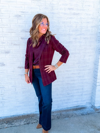 Boyfriend Blazer Burgundy Mix by Liverpool