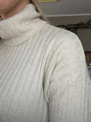 Ivory Ribbed Turtleneck