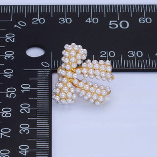 14K Gold Filled Pearl Ribbon Bow Stud Earrings