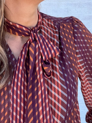 Long Sleeve Woven Blouse W Neck Tie by Liverpool