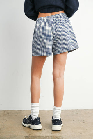 Tie-Front Shorts Navy Gingham
