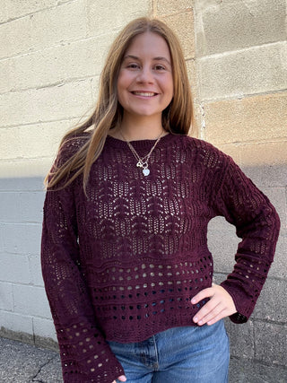Wine Loose Knit Sweater