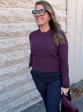 Ribbed Sweater Nacy & Cabernet by Liverpool