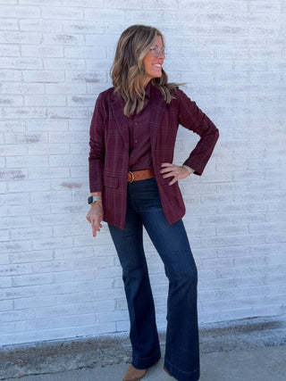 Boyfriend Blazer Burgundy Mix by Liverpool