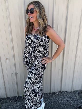 Day Off Luz Floral Jumpsuit Black by Z Supply