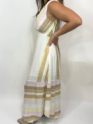Bias Stripe V-neck Dress by Liverpool