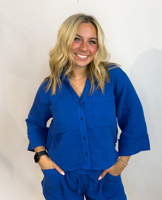 Emory Airy Gauze Short in Nautical Blue