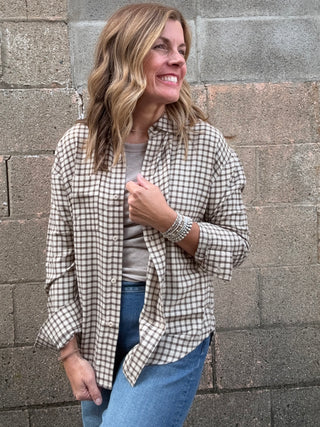 River Plaid Button Up Dark Chocolate by Z Supply