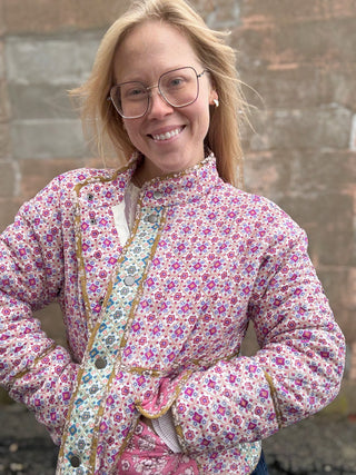 Mixed Media Quilted Jacket Ivory