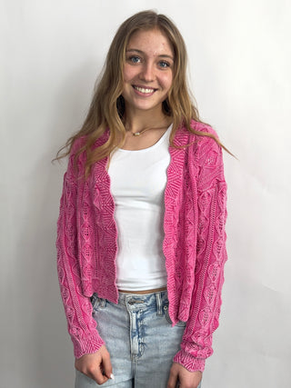 Georgia Scalloped Cardigan in Puncy Pink by Sadie & Sage