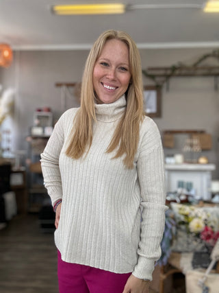 Ivory Ribbed Turtleneck