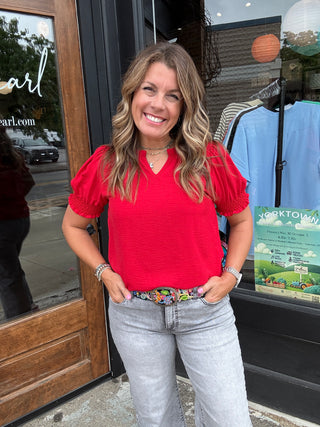 Sierra Puff Sleeve Top Cardinal