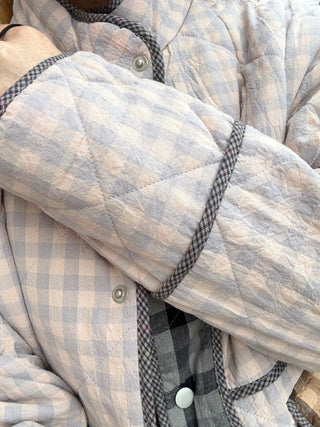 Mixed Media Plaid Quilted Jacket