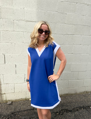 Royal Blue Sleeveless Shift Dress