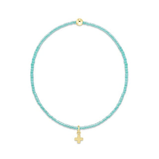 Hope Classic Sea Glass Bracelet - Signature Cross Small Gold Charm enewton