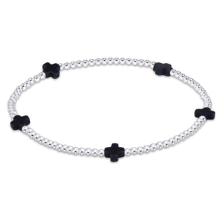 Signature Cross Small 2mm Sterling Bracelet - Navy