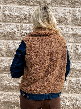 Sherpa Denim Jacket - Cinder Bloom by Liverpool