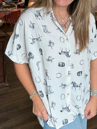 Annie Collared Button Front Top