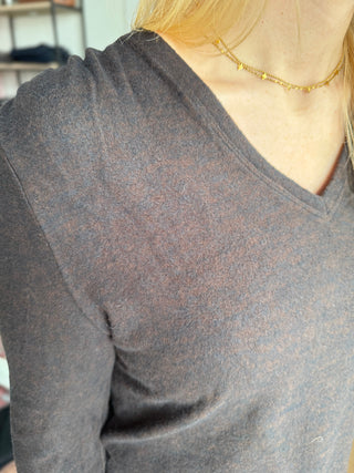 Long Sleeve V-neck Knit Top Java by Liverpool