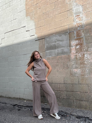 Almond Sleeveless Seamed Top