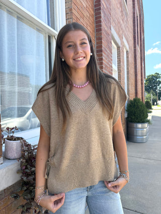 Vneck Dolman Popover Sweater W/ Ties - Hrvst Khki Mlng