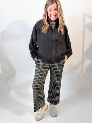 Zip Up Funnel Neck Cloud Fabric Jacket Black by Liverpool