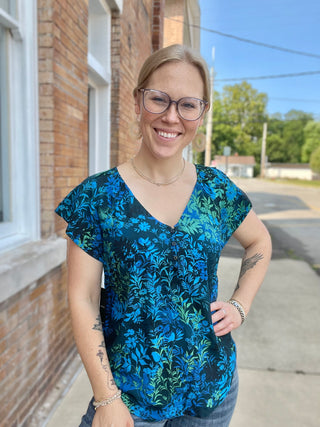 Flutter Sleeve Blue Topaz Top