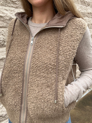 Hooded Boucle Vest - Beige by Dex