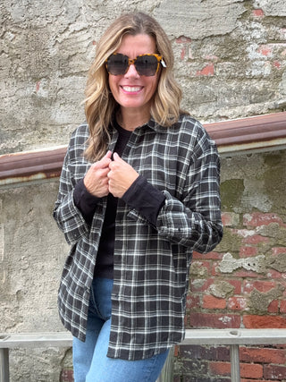 River Plaid Button Up Ash Black by Z Supply