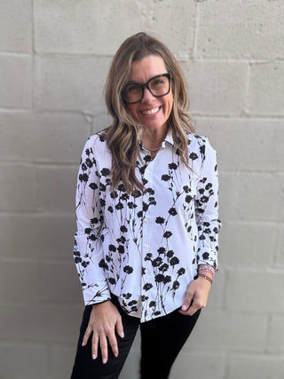 Knit Button Down Floral by Liverpool