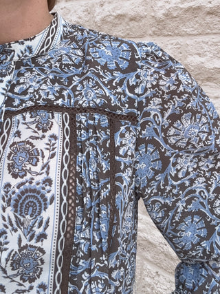 Brown & Light Blue Top by Dex