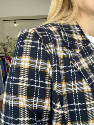 Boyfriend Blazer Navy Tartan