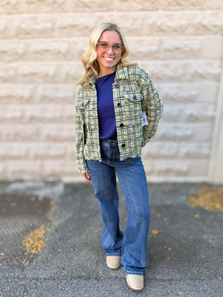 Cargo Shacket Green Plaid by Liverpool