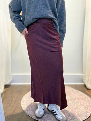 Deep Trace Bias Midi Skirt by Sage the Label