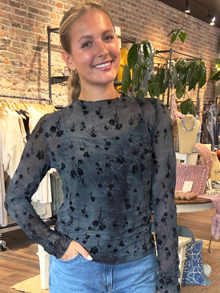 Navy Floral Layering Top