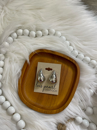 Large Silver Teardrop Earrings