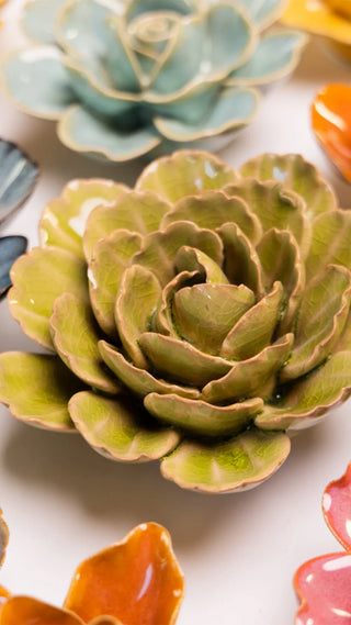 Peridot Green Keiko Peony Ceramic Flower