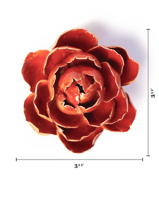Orange Yellow Gay Paree Peony Ceramic Flower